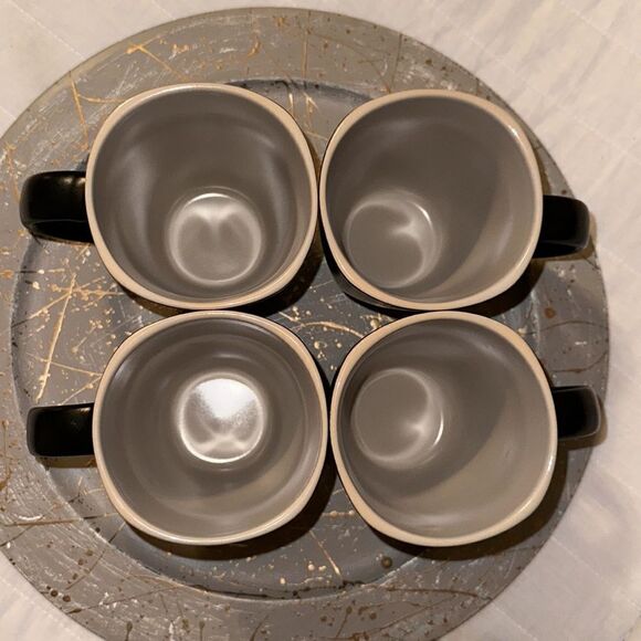 Wayfair Gibson Home Set of 4 Black Gray Coffee Tea Hot Chocolate Mugs - Picture 3 of 5